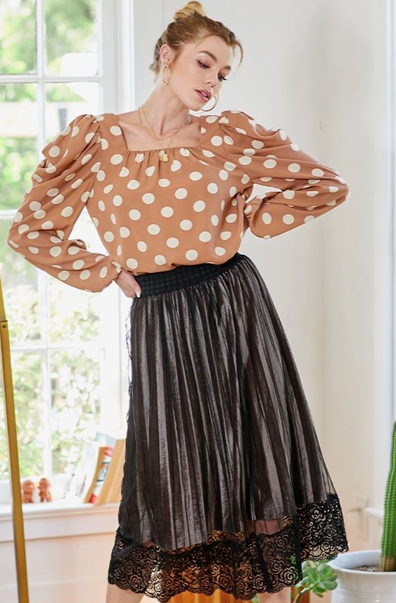 Balloon Sleeve Polka Dot Blouse