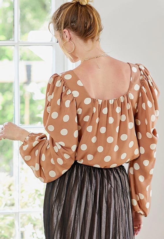 Balloon Sleeve Polka Dot Blouse