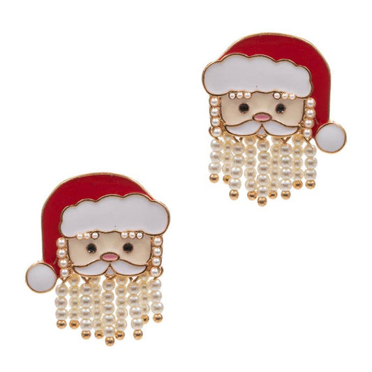 Santa Pearl Beard Earrings