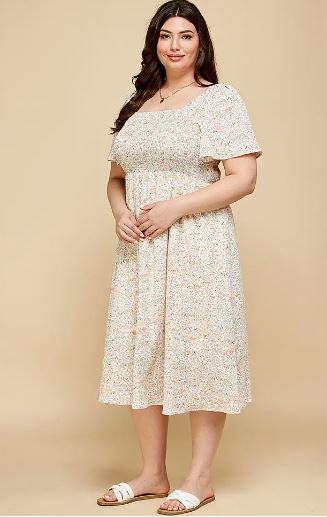 Square Neck Floral Dress