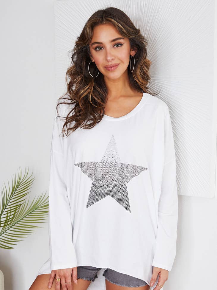 Graphic Long Sleeve Sweater - Star