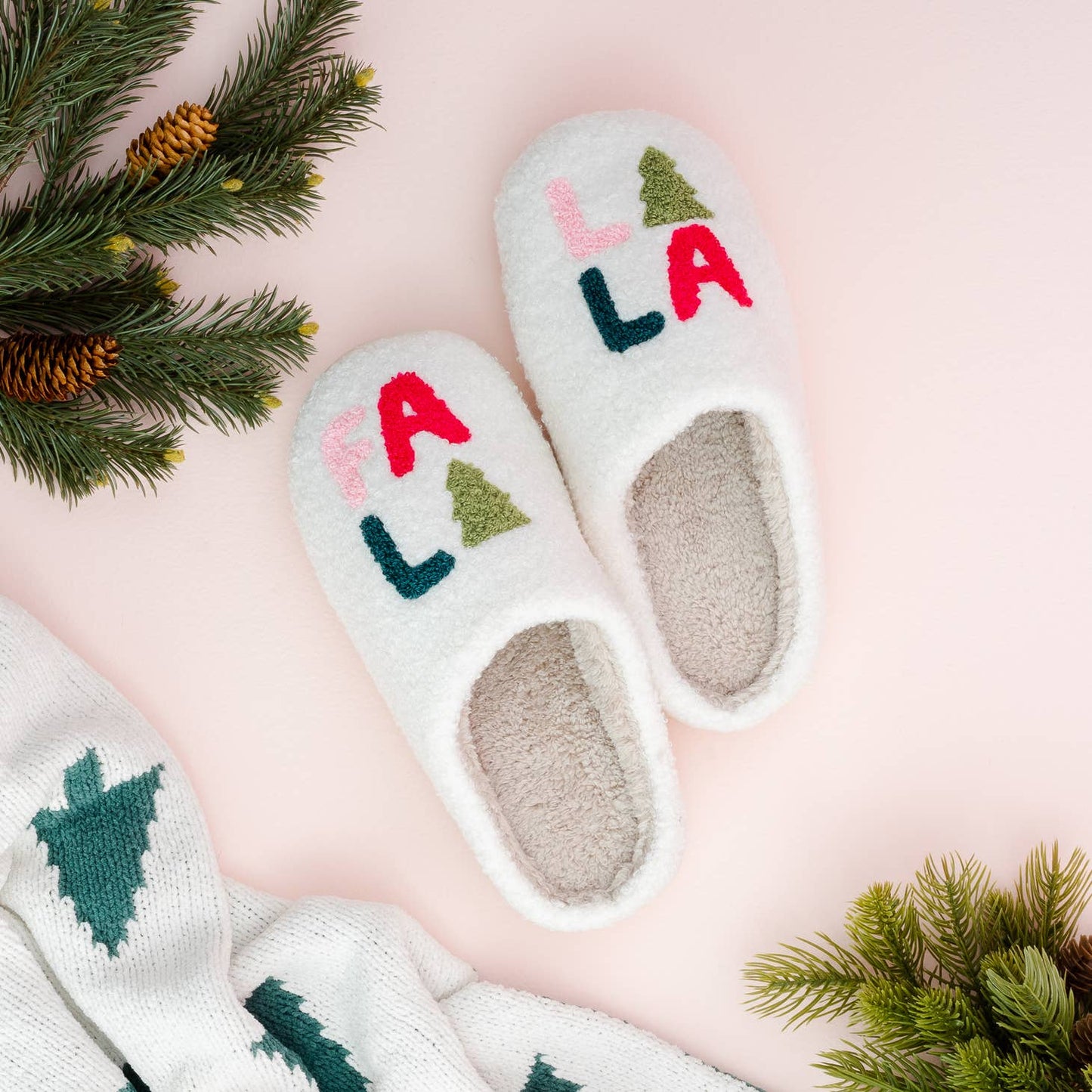 Holiday Fuzzy Slippers - FA LA LA