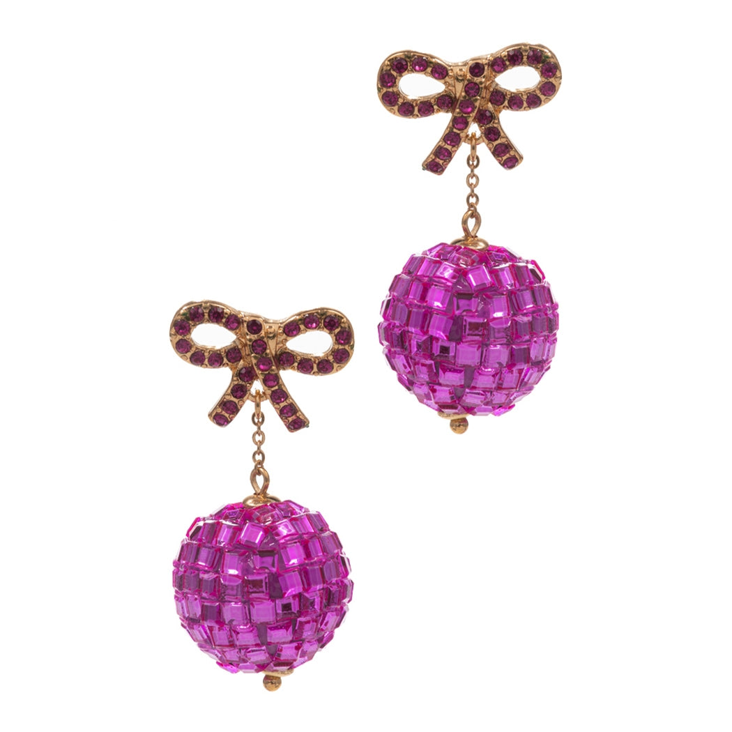 Bow Disco Ball Earrings