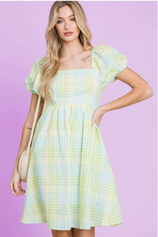 Gingham Print Midi Dress