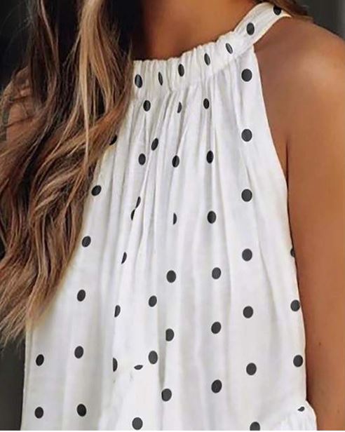 Polka Dot Halter Flowy Tank