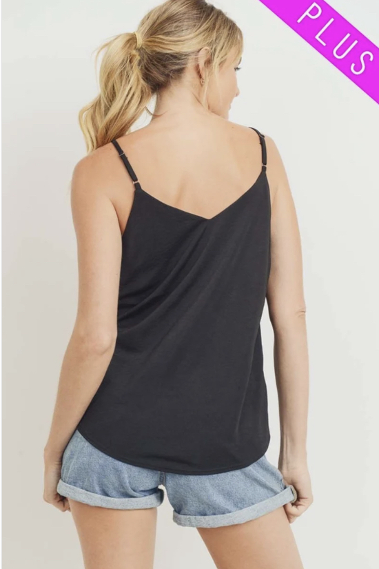 Satin V Neck Spaghetti Strap Tank