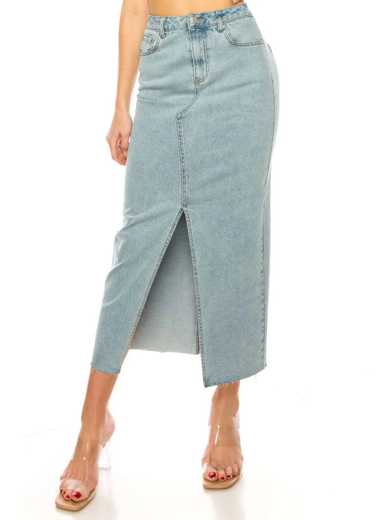 Long Denim Skirt Indigo