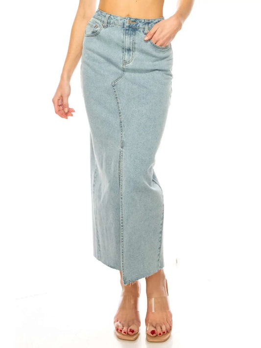 Long Denim Skirt Indigo