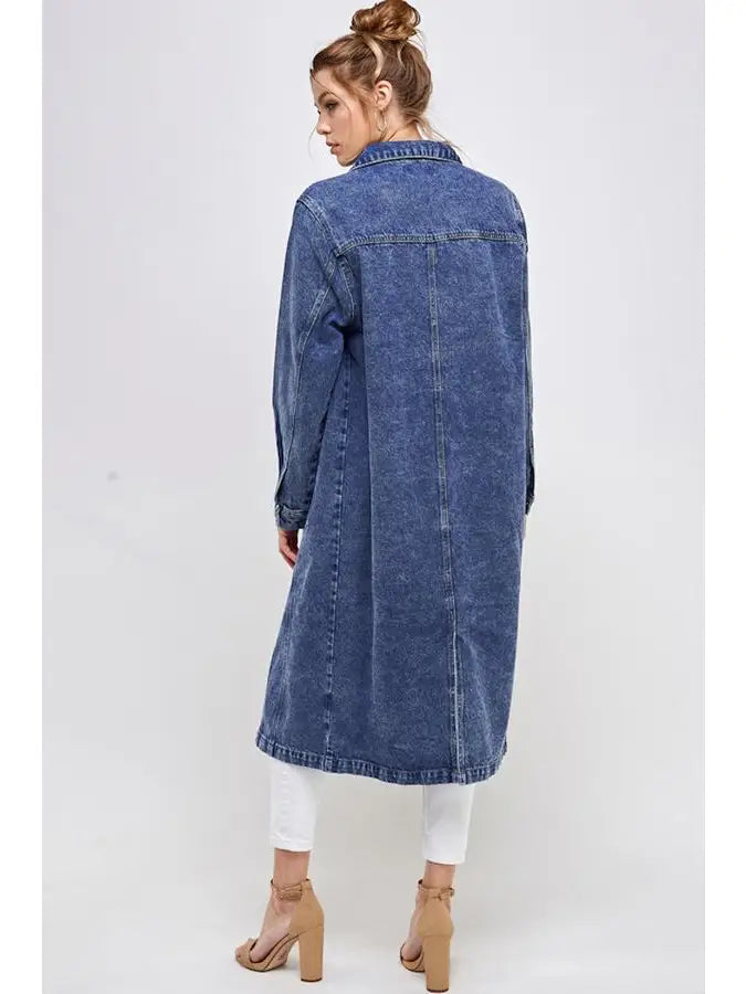 Long Trench Coat Denim