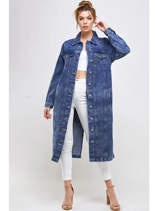 Long Trench Coat Denim