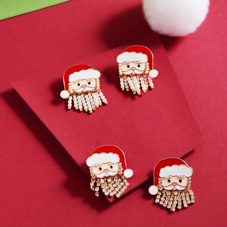 Santa Pearl Beard Earrings