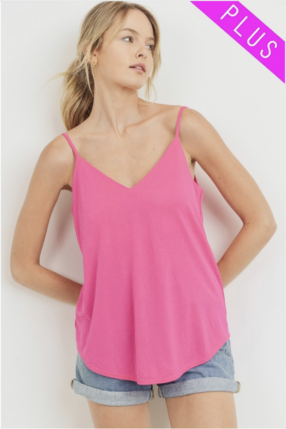 Satin V Neck Spaghetti Strap Tank