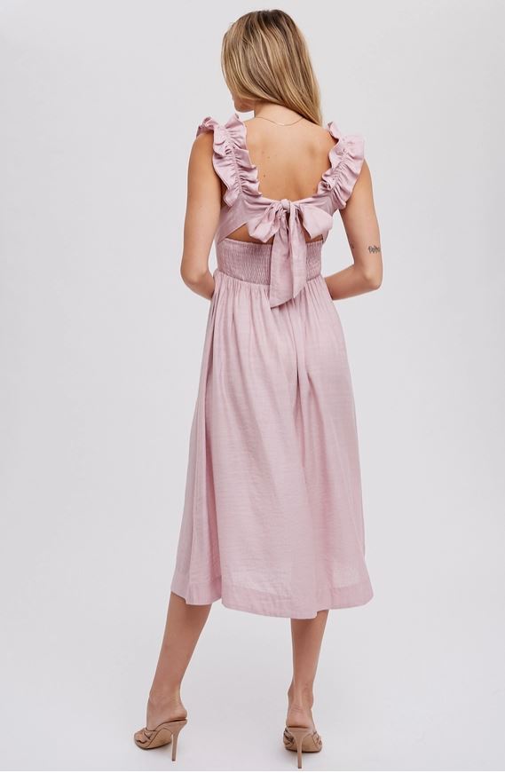 Ruffled Square Neck Midi Dress